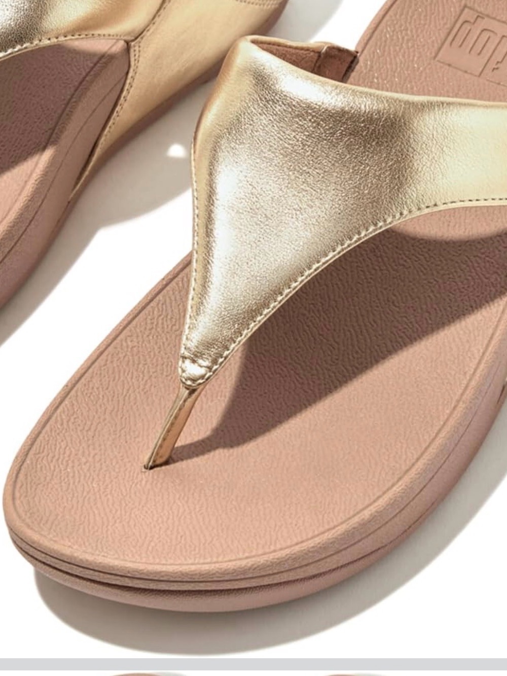 Fitflop Lulu Leather Gold Metallic Weave Thong Sandals size 41/9